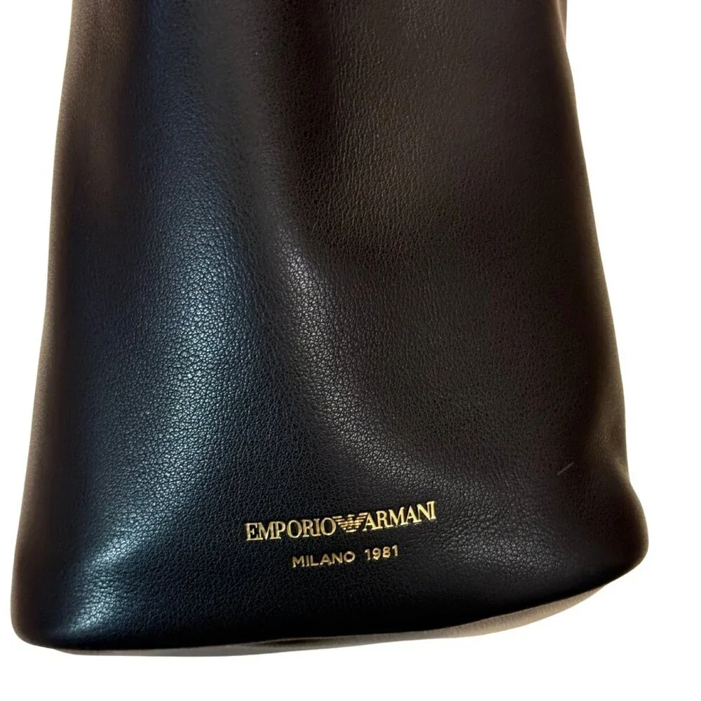 EMPORIO ARMANI Black Medium leather hobo bag Chain NEW $748